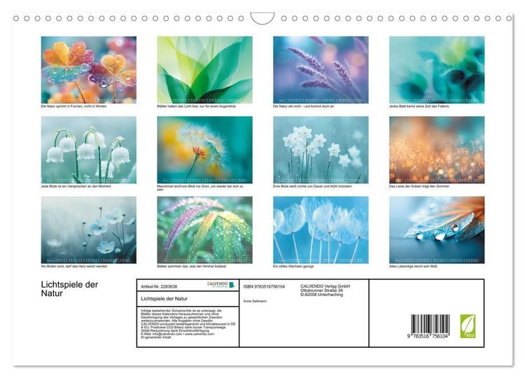 Produktbild: Lichtspiele der Natur (Wandkalender 2027 DIN A3 quer), CALVENDO Monatskalender
