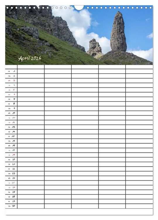 Produktbild: Isle of Skye - Schottlands Inseln - Familienplaner (Wandkalender 2026 DIN A3 hoch), CALVENDO Monatskalender