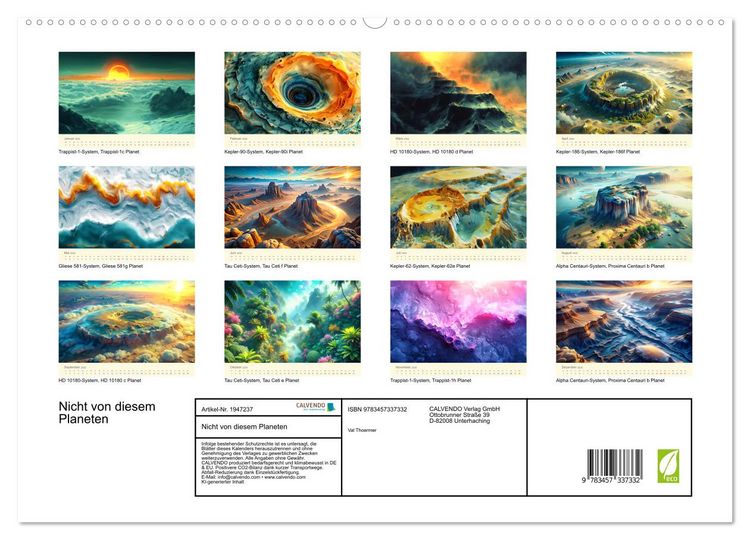 Produktbild: Nicht von diesem Planeten (hochwertiger Premium Wandkalender 2026 DIN A2 quer), Kunstdruck in Hochglanz