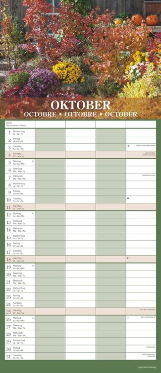 Gärten 2026 Familienplaner - Wandkalender - Familienkalender - 19,5x45