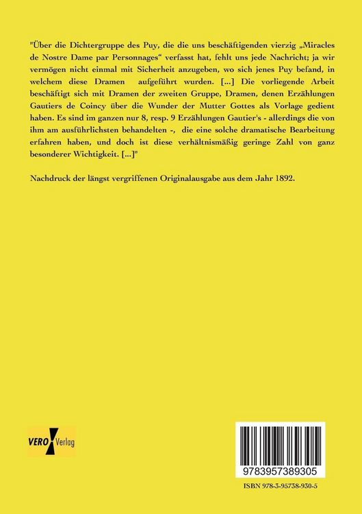Produktbild: Die "Miracles de Nostre Dame par Personnages"