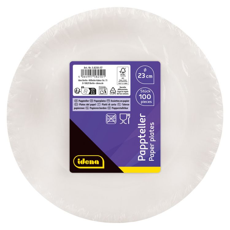 Produktbild: Idena Pappteller wei&szlig; &Oslash;23cm 100 St&uuml;ck