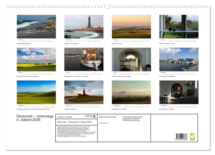 Produktbild: D&auml;nemark &ndash; Unterwegs in J&uuml;tland 2026 (Wandkalender 2026 DIN A2 quer), CALVENDO Monatskalender