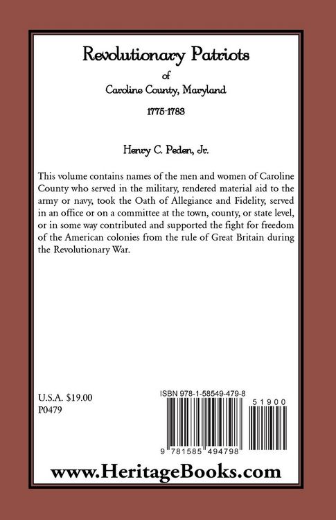 Produktbild: Revolutionary Patriots of Caroline County, Maryland, 1775-1783