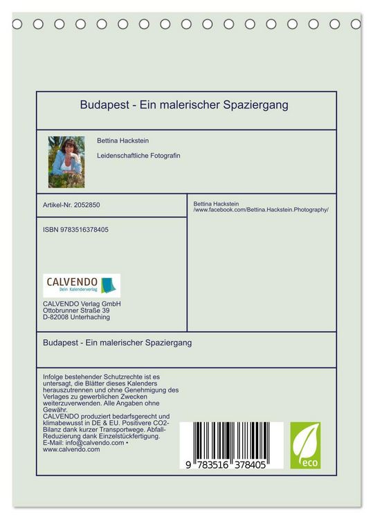 Produktbild: Budapest - Ein malerischer Spaziergang (Tischkalender 2026 DIN A5 hoch), CALVENDO Monatskalender