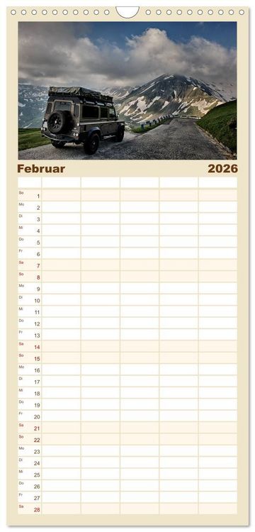 Produktbild: Familienplaner 2026 - Mit dem 4x4 durch Europa mit 5 Spalten (Wandkalender, 21 x 45 cm) CALVENDO