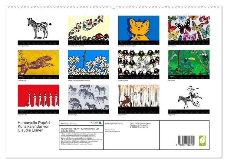 Produktbild: Humorvolle PopArt - Kunstkalender von Claudia Elsner (hochwertiger Premium Wandkalender 2027 DIN A2 quer), Kunstdruck in Hochglanz