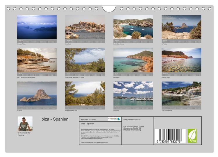 Produktbild: Ibiza - Spanien (Wandkalender 2026 DIN A4 quer), CALVENDO Monatskalender