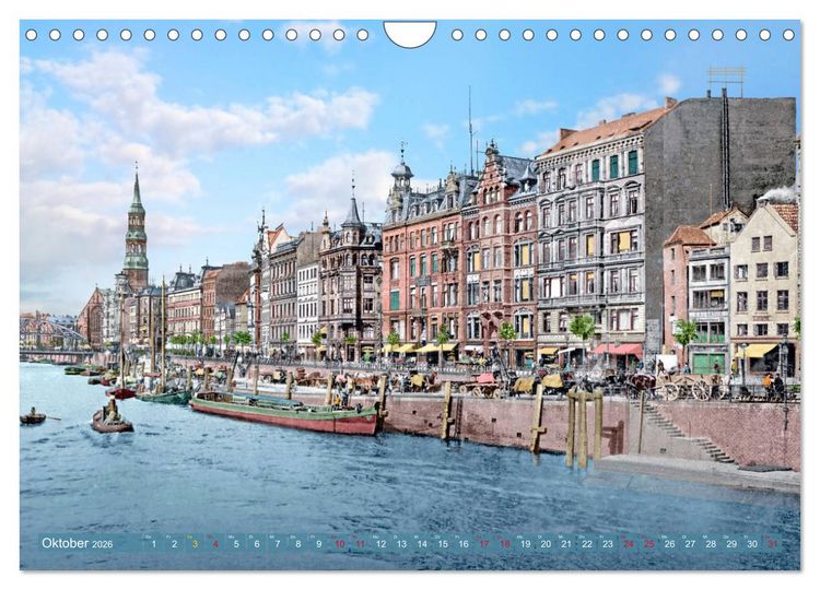 Produktbild: Hamburg zur Kaiserzeit - Fotos neu restauriert und koloriert (Wandkalender 2026 DIN A4 quer), CALVENDO Monatskalender