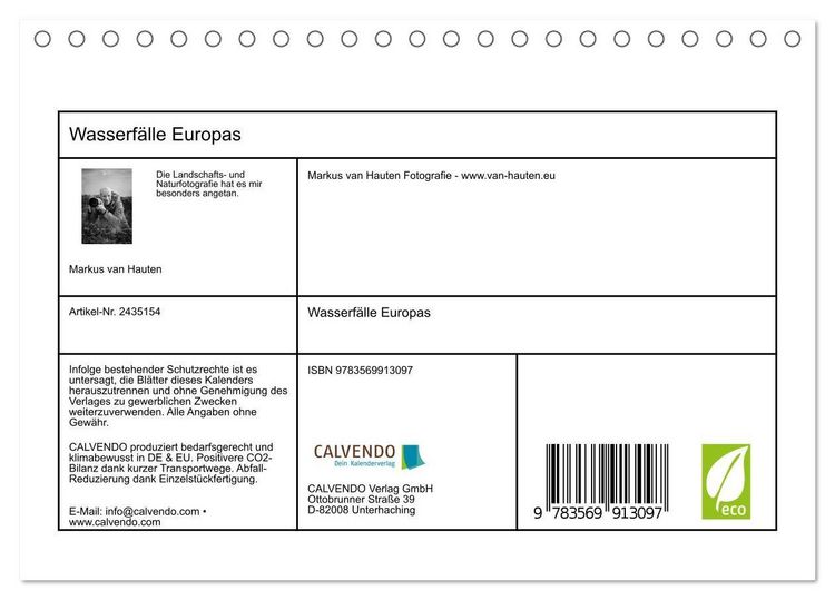 Produktbild: Wasserf&auml;lle Europas (Tischkalender 2027 DIN A5 quer), CALVENDO Monatskalender