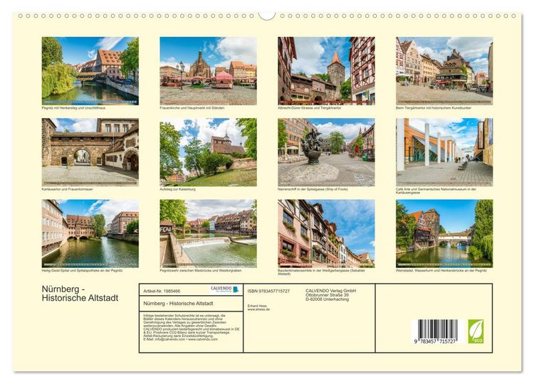 Produktbild: N&uuml;rnberg - Historische Altstadt (hochwertiger Premium Wandkalender 2026 DIN A2 quer), Kunstdruck in Hochglanz