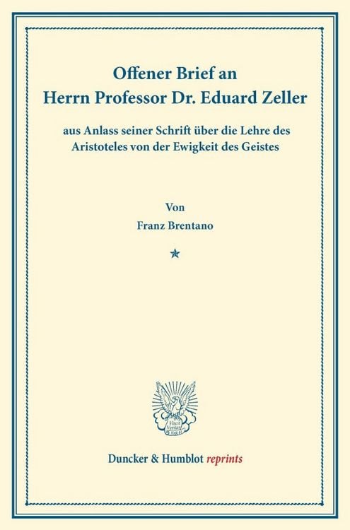 Produktbild: Offener Brief an Herrn Professor Dr. Eduard Zeller