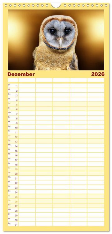 Produktbild: Familienplaner 2026 - Die bunte Welt der V&ouml;gel mit 5 Spalten (Wandkalender, 21 x 45 cm) CALVENDO