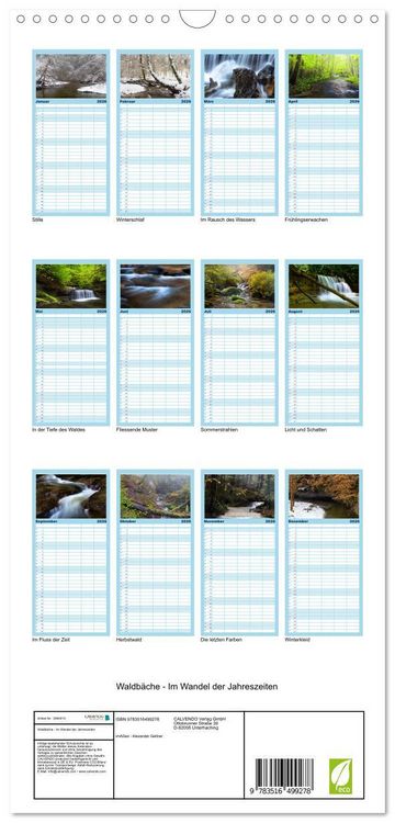 Produktbild: Familienplaner 2026 - Waldb&auml;che - Im Wandel der Jahreszeiten mit 5 Spalten (Wandkalender, 21 x 45 cm) CALVENDO