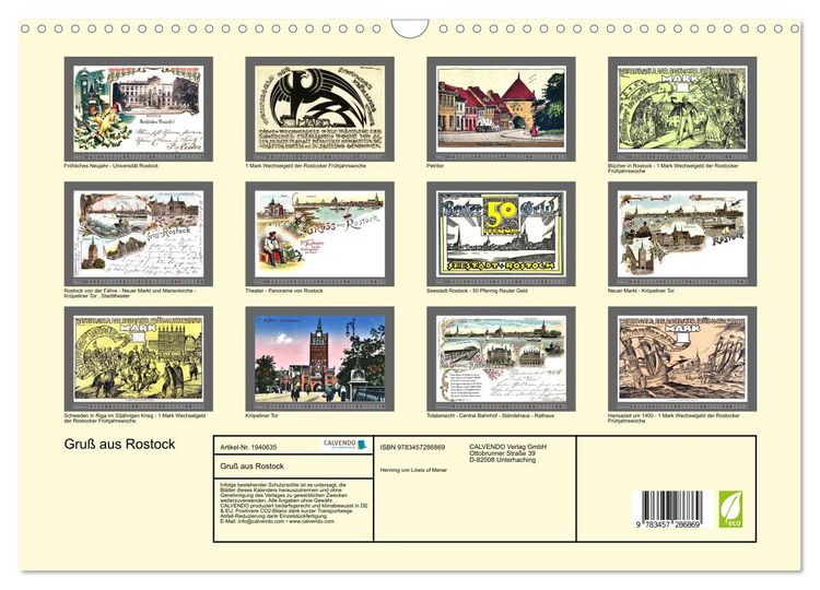 Produktbild: Gru&szlig; aus Rostock (Wandkalender 2026 DIN A3 quer), CALVENDO Monatskalender