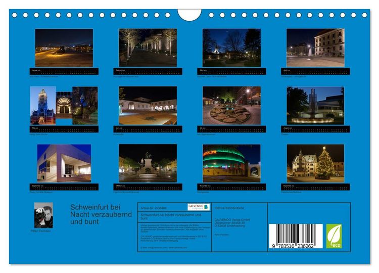 Produktbild: Schweinfurt bei Nacht verzaubernd und bunt (Wandkalender 2026 DIN A4 quer), CALVENDO Monatskalender