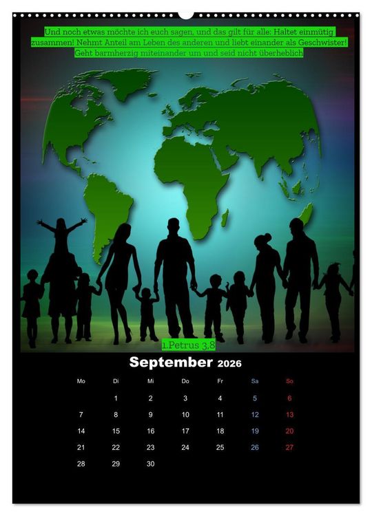 Produktbild: Der Bibelkalender - mit Gottes Wort durchs Jahr (Wandkalender 2026 DIN A2 hoch), CALVENDO Monatskalender