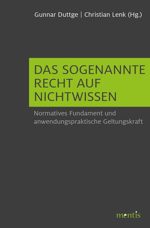 Produktbild: Das sogenannte Recht auf Nichtwissen