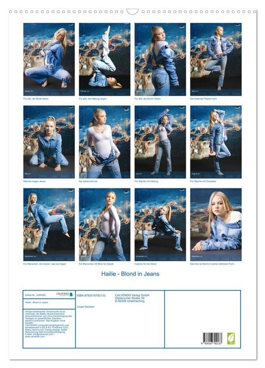 Produktbild: Hailie - Blond in Jeans (Wandkalender 2027 DIN A2 hoch), CALVENDO Monatskalender