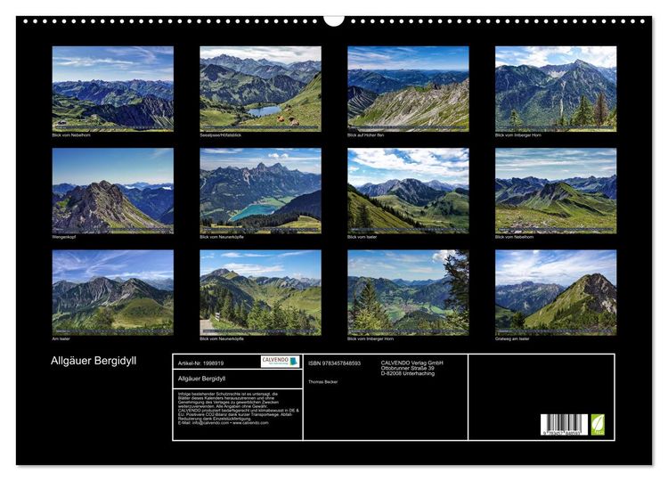 Produktbild: Allg&auml;uer Bergidyll (Wandkalender 2026 DIN A2 quer), CALVENDO Monatskalender