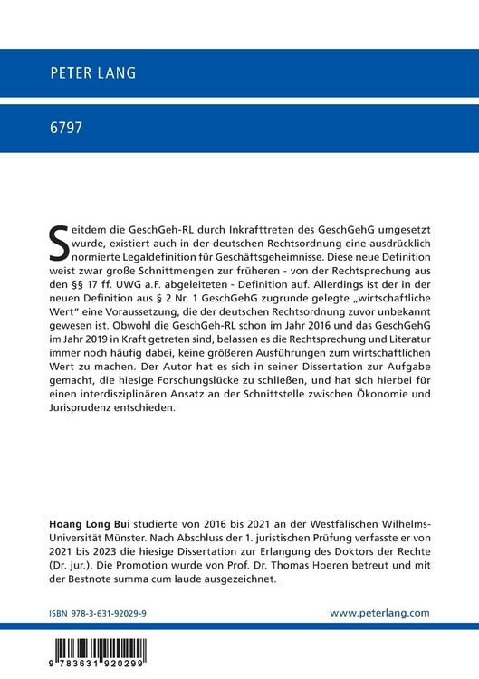 Produktbild: Der wirtschaftliche Wert von Gesch&auml;ftsgeheimnissen