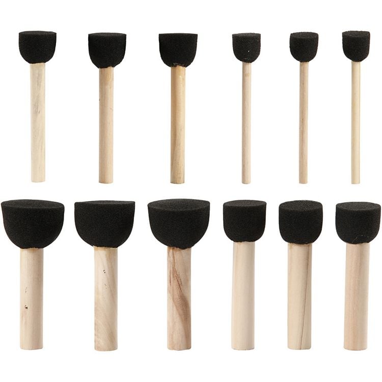 Produktbild: Creativ Company Schaumstoffpinsel, L 9-10 cm, D 13+20+25+35 mm, 12 Stk
