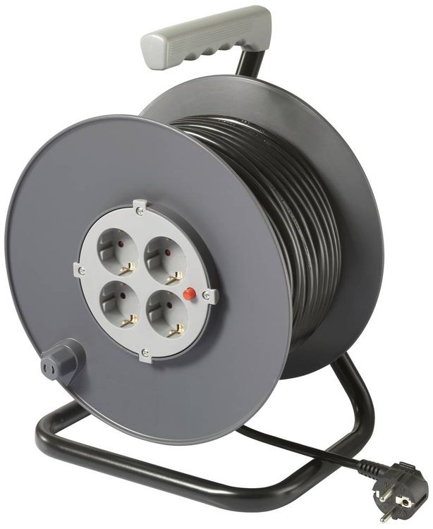 Produktbild: Sygonix SY-5655928 Kabeltrommel 50m Schwarz Schutzkontakt-Stecker