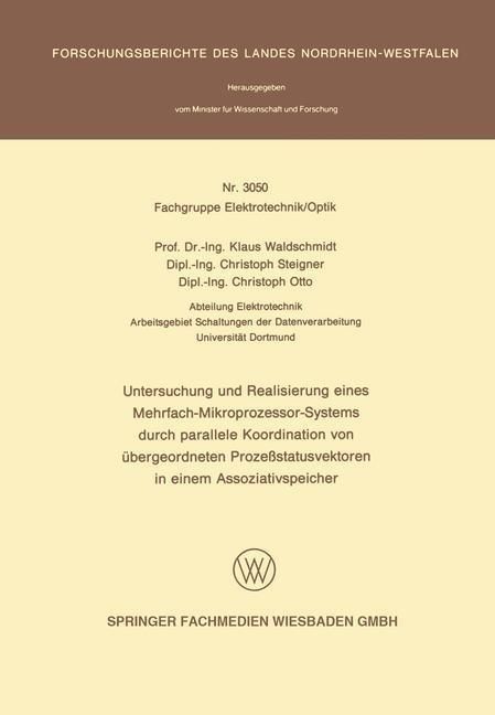 Produktbild: Untersuchung und Realisierung eines Mehrfach-Mikroprozessor-Systems durch parallele Koordination von &uuml;bergeordneten Proze&szlig;statusvektoren in einem Asso