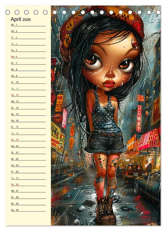 Produktbild: Rockabilly. Strange Comic-Kunst Girls im 50er-Jahre Stil (Tischkalender 2026 DIN A5 hoch), CALVENDO Monatskalender