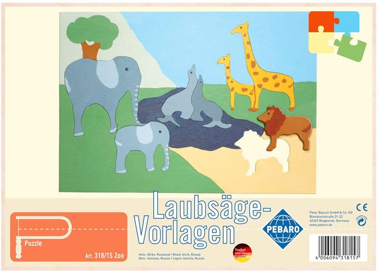 Produktbild: PEBARO 318/1S - Laubs&auml;gevorlage Zoo, 1 Platte, Gr&ouml;&szlig;e DIN A4