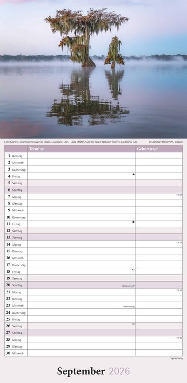 Produktbild: Emotions 2026 - Streifenplaner 22 x45 cm - mit einer Spalte für Eintragungen und einer für Geburtstage - Familienkalender - Familienplaner - Achtsamke