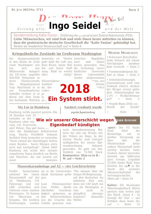 Produktbild: 2018 Ein System stirbt
