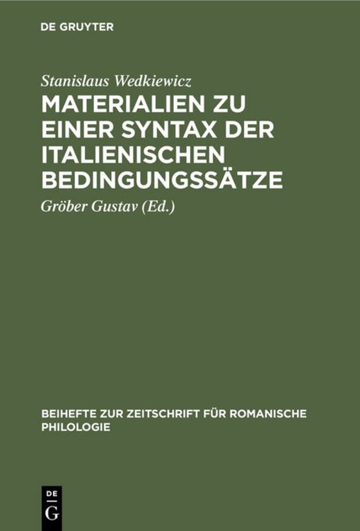 Produktbild: Materialien zu einer Syntax der italienischen Bedingungss&auml;tze