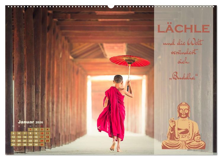 Produktbild: Erleuchtende Worte, Lebensweisheiten von Gautama Buddha by VogtArt (Wandkalender 2026 DIN A2 quer), CALVENDO Monatskalender