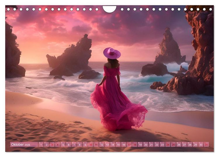Produktbild: Strandzauber- Frauen in eleganten Kleidern (Wandkalender 2026 DIN A4 quer), CALVENDO Monatskalender