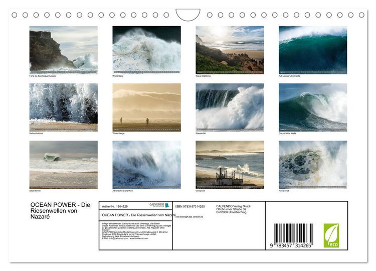 Produktbild: OCEAN POWER - Die Riesenwellen von Nazar&eacute; (Wandkalender 2026 DIN A4 quer), CALVENDO Monatskalender