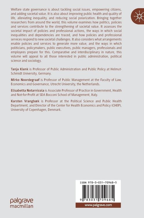 Produktbild: Societal Value of Welfare Politics, Policies and Services