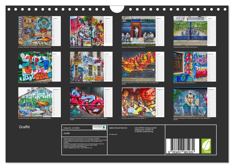 Produktbild: Graffiti (Wandkalender 2026 DIN A4 quer), CALVENDO Monatskalender