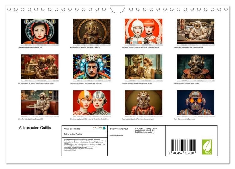 Produktbild: Astronauten Outfits (Wandkalender 2026 DIN A4 quer), CALVENDO Monatskalender
