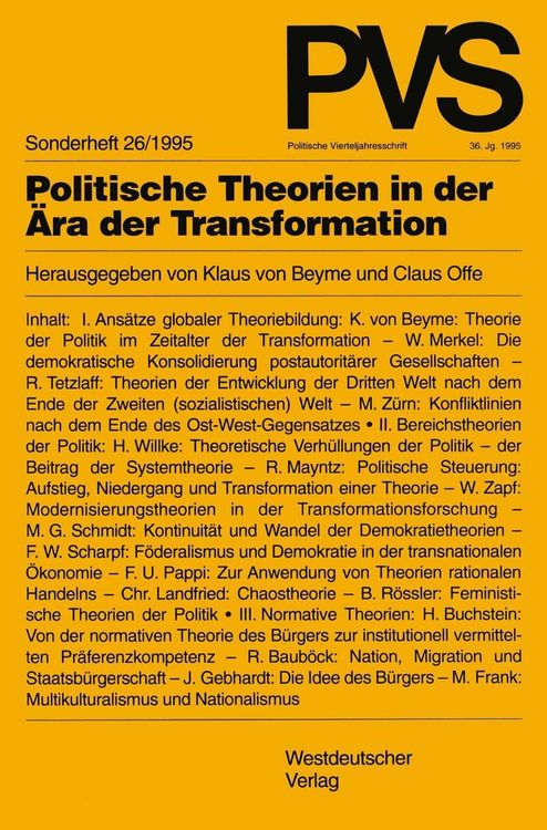Bild vom Artikel Politische Theorien in der Ära der Transformation vom Autor Klaus von Beyme