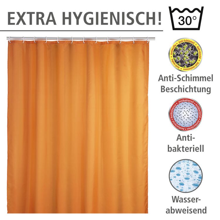 Produktbild: Anti-Schimmel Duschvorhang Uni Orange, aus 100 % Polyester