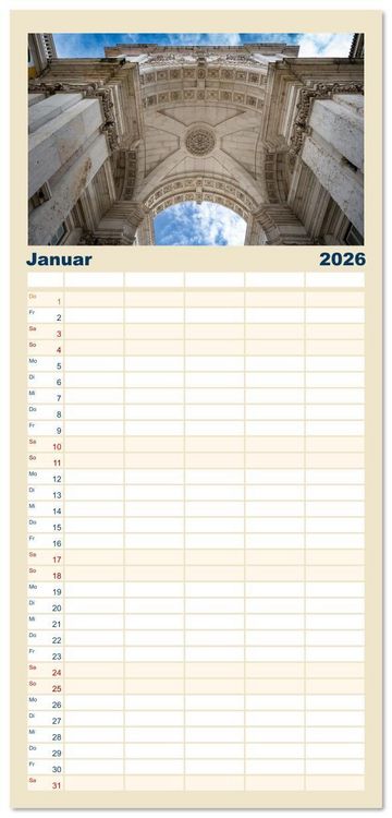Produktbild: Familienplaner 2026 - Mein Lissabon mit 5 Spalten (Wandkalender, 21 x 45 cm) CALVENDO