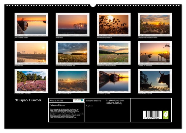 Produktbild: Naturpark D&uuml;mmer (hochwertiger Premium Wandkalender 2026 DIN A2 quer), Kunstdruck in Hochglanz