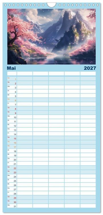 Produktbild: Familienplaner 2027 - Anime - Welten: Eine Reise durch vertr&auml;umte Welten mit 5 Spalten (Wandkalender, 21 x 45 cm) CALVENDO