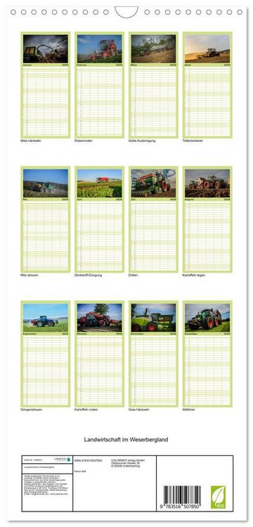 Produktbild: Familienplaner 2026 - Landwirtschaft im Weserbergland mit 5 Spalten (Wandkalender, 21 x 45 cm) CALVENDO