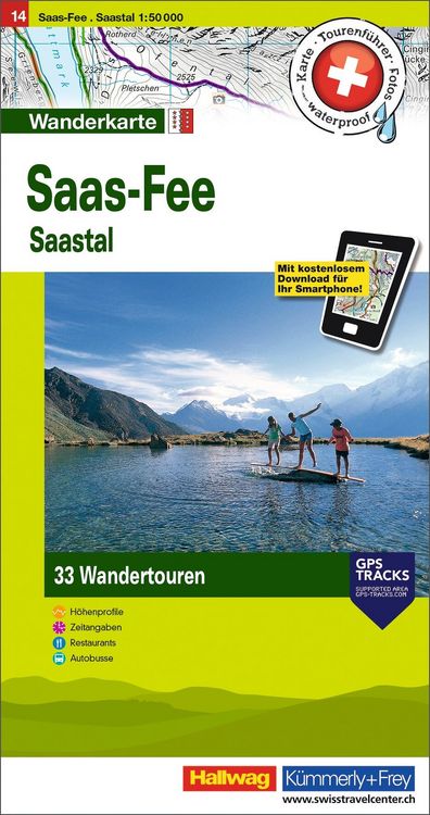Produktbild: K&uuml;mmerly+Frey Wandertourenkarte 14 Saas-Fee 1:50.000