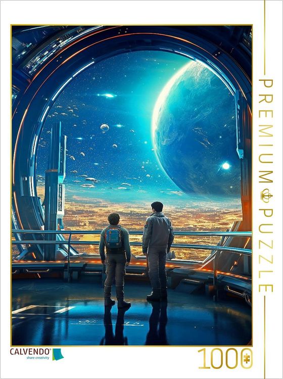 Produktbild: CALVENDO Puzzle Vater und Sohn auf einer Raumstation | 1000 Teile Lege-Gr&ouml;&szlig;e 64x48cm Foto-Puzzle f&uuml;r gl&uuml;ckliche Stunden