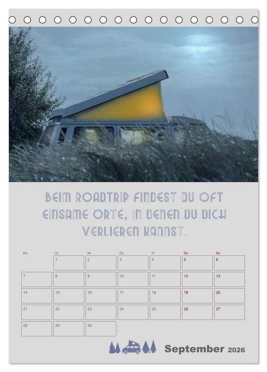 Produktbild: Roadtrips - Urlaub auf R&auml;dern (Tischkalender 2026 DIN A5 hoch), CALVENDO Monatskalender