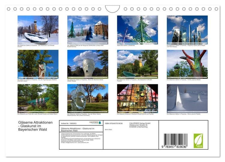 Produktbild: Gl&auml;serne Attraktionen - Glaskunst im Bayerischen Wald (Wandkalender 2026 DIN A4 quer), CALVENDO Monatskalender