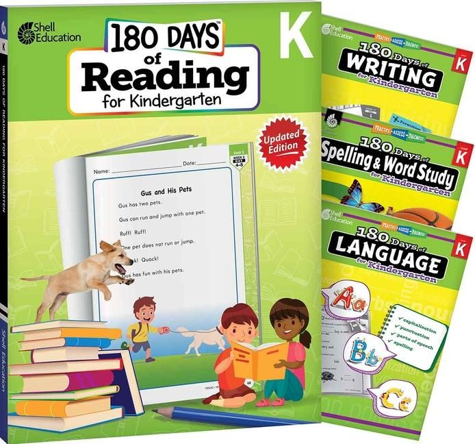 Produktbild: 180 Days(r) Reading 2nd Ed, Writing, Spelling, & Language Grade K: 4-Book Set
